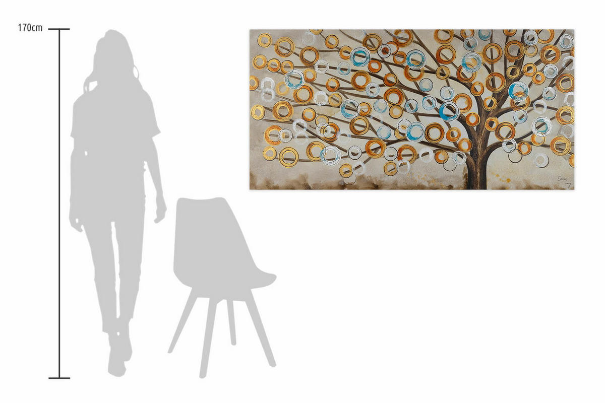 ACRYLBILD HANDGEMALT 140/70 cm - Beige/Kupferfarben, Holz/Textil (140/70cm) - KUNSTLOFT