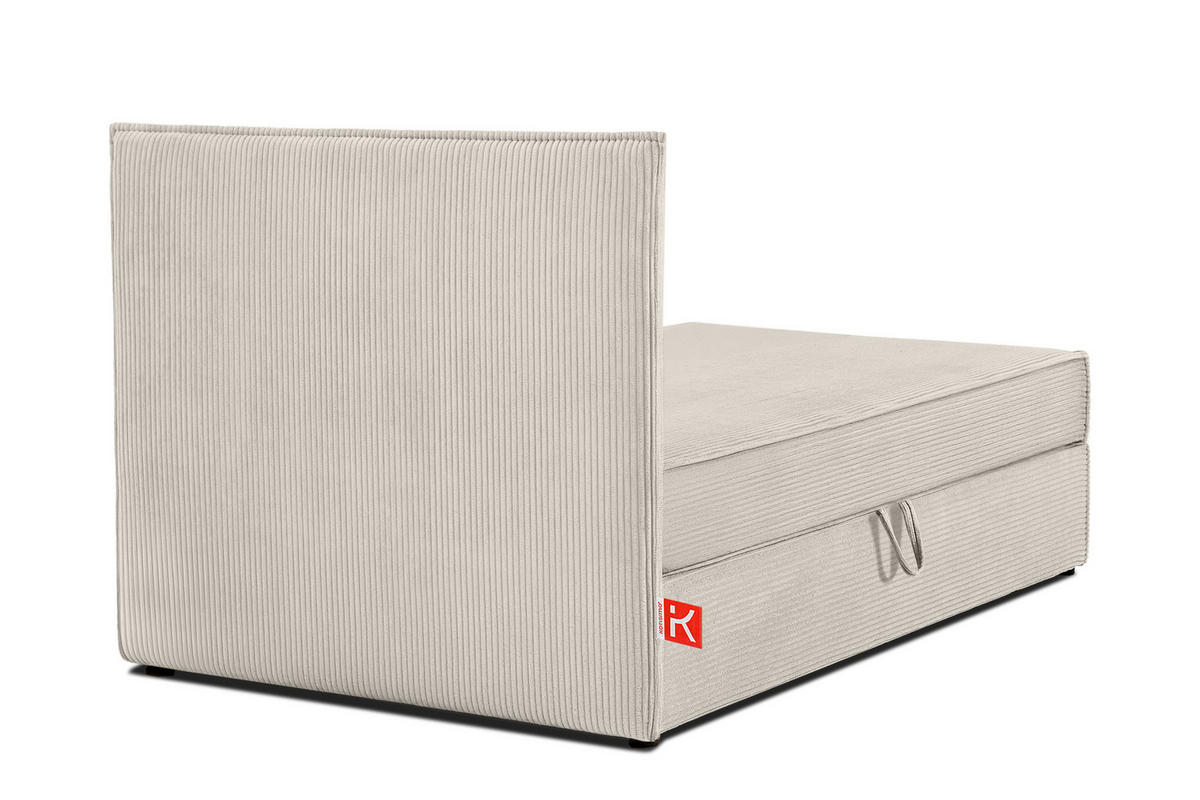 BOXSPRINGBETT ROTI Einzelbett, cremefarben - Creme/Schwarz, Holz/Holzwerkstoff (80/200cm) - KONSIMO®