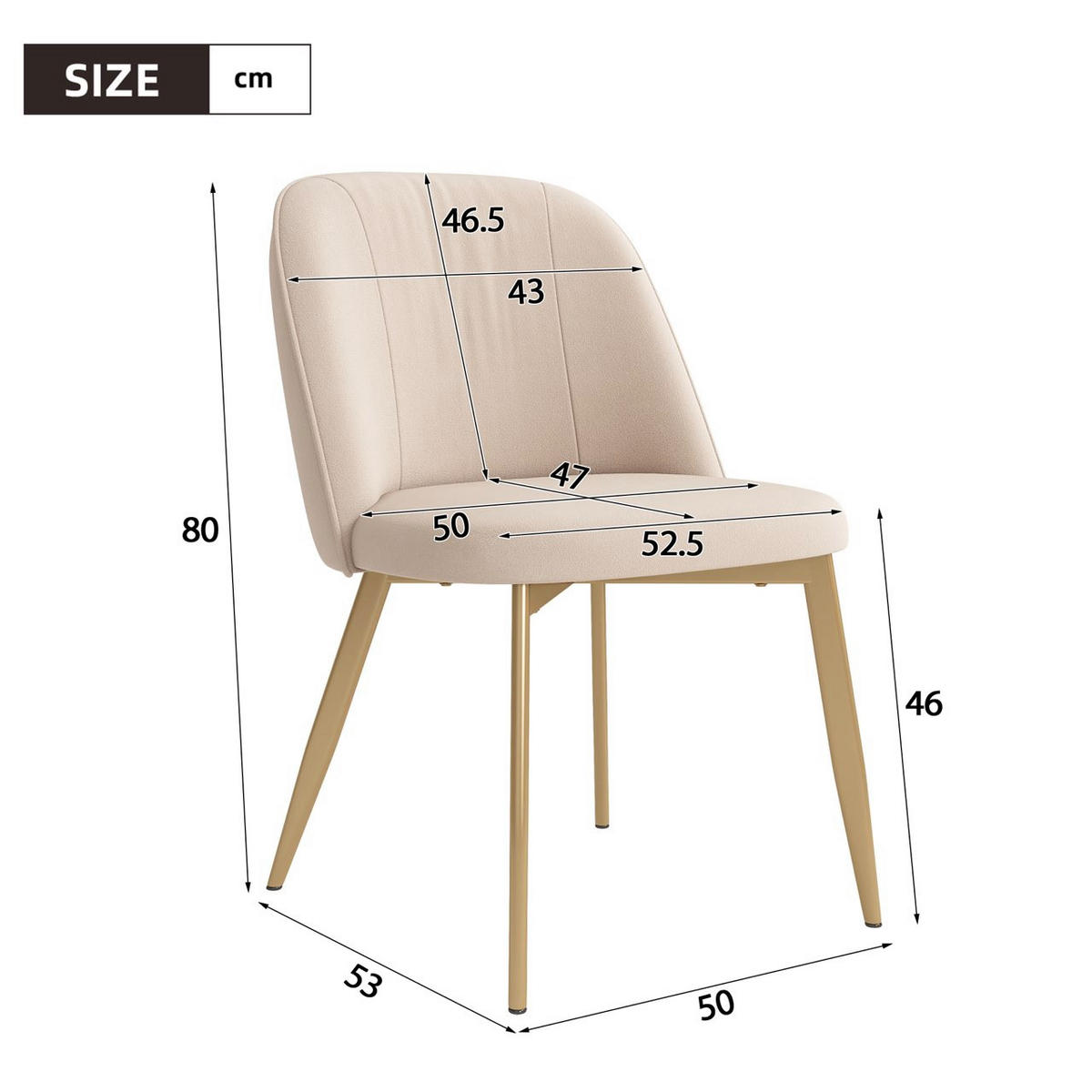 ESSZIMMERSTÜHLE 2er Beige Samt Gold modern bequem - Beige, Textil (50/80/53cm) - FLIEKS