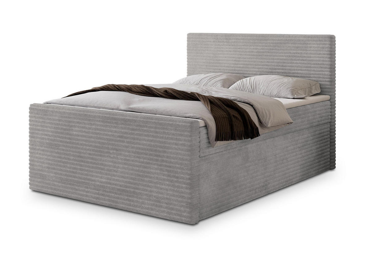 POSTEL BOXSPRING NOLEN 160x200 cm, s matrací a úložným prostorem, světle šedá - světle šedá, kompozitní dřevo/textil (160/200cm) - MASSENO