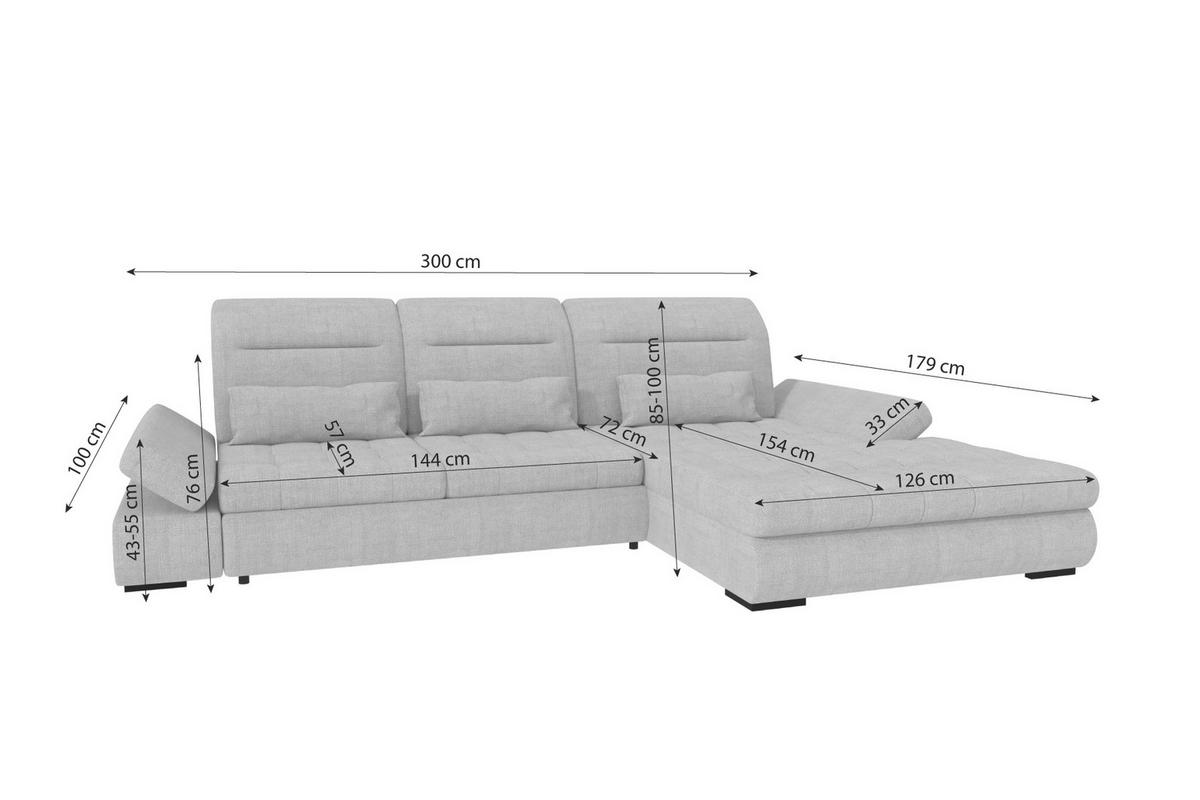 ECKSOFA Toscana Plus Velours inkl. Schlaffunktion - Dunkelblau, Textil (300/179cm) - 99rooms