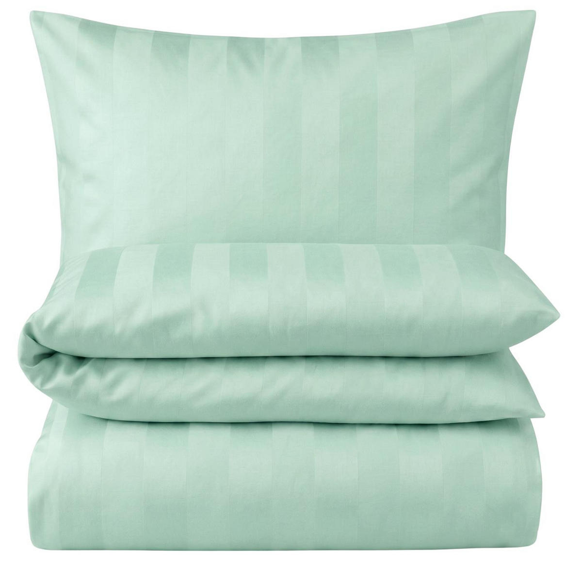 DAMAST-BETTWÄSCHE 135x200 Mint gestreift Bettbezug aus 100% Baumwolle - Made in Germany - Mintgrün, Textil (135/200cm) - Carpe Sonno