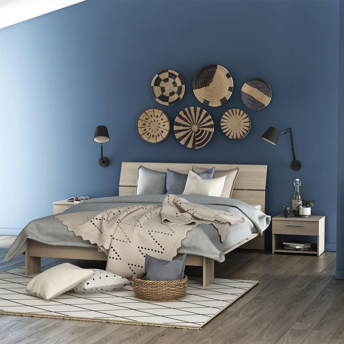 KOMPAKTE und funktionelle Nachttisch mit 1 Schublade L42,5 cm, Dekor Helles Holz - Pricy - Eiche Artisan, Holzwerkstoff (32.3/32.1/42.5cm) - Calicosy