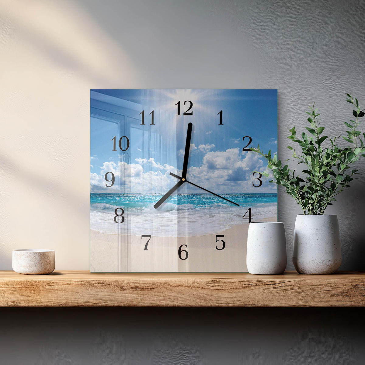 WANDUHR 30x30 cm - Meer - Blau, Glas (30/30/0.4cm) - TULUP