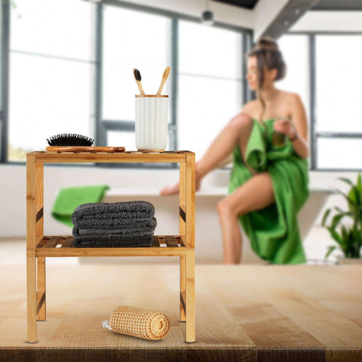 2xSCHRANKEINSATZ - Hellbraun, Holz (35.5/20/30.5cm) - Relaxdays