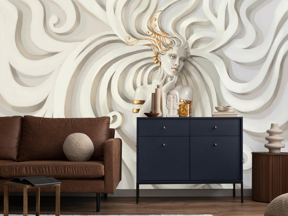 FOTOTAPETE Medusa Abstraktion 3D Effekt 500x350 - Beige, Papier (500/350cm) - Muralo