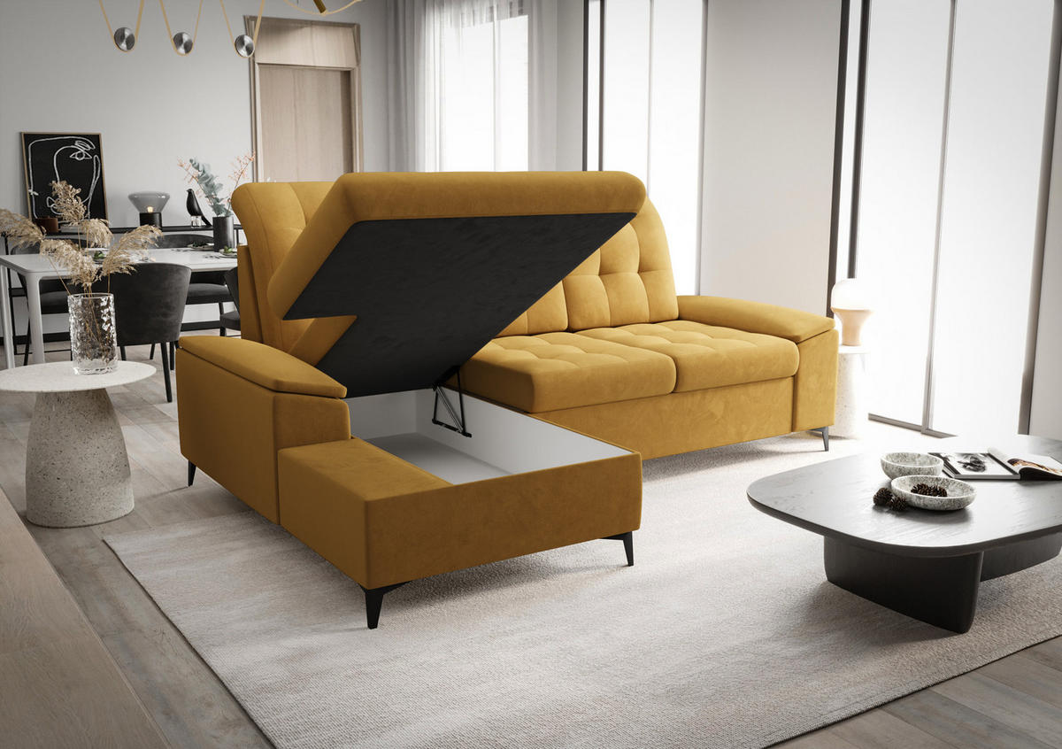 ECKSOFA KONGO RBN18, Eckcouch in L-Form mit Schlaffunktion, Farbe: Rosa, Velourstoff, Ottomane Links - Rosa, Textil (257/172cm) - O-Sofa