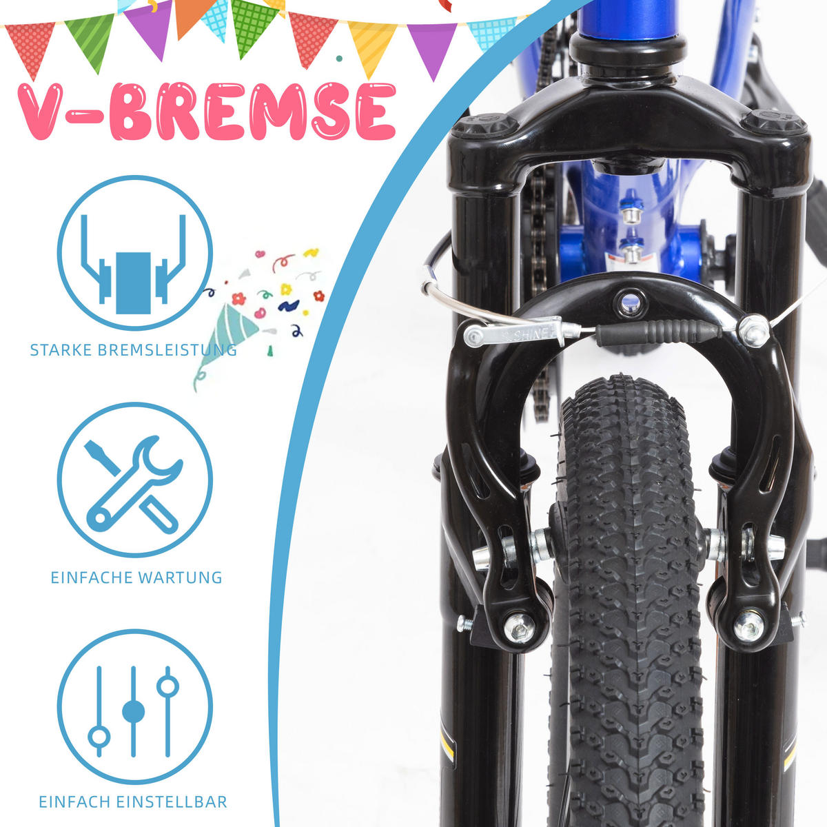 KINDERFAHRRAD 20 Zoll - Blau mit V-Bremsen und 6-Gang-Schaltung - Stahlrahmen - Blau, Metall (84cm) - Oxeza