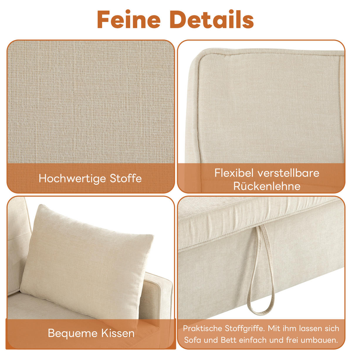 SCHLAFSOFA Chenille mit Ausziehfunktion und 2 Kissen Beige 142/79/85 cm - Beige, Textil (79/85/142cm) - Redom