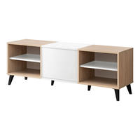 LOWBOARD FONDI, Weiß, Skandinavische Tanne - Hellbraun/Weiß, Glas/Holzwerkstoff (136/49/35cm) - Komodee