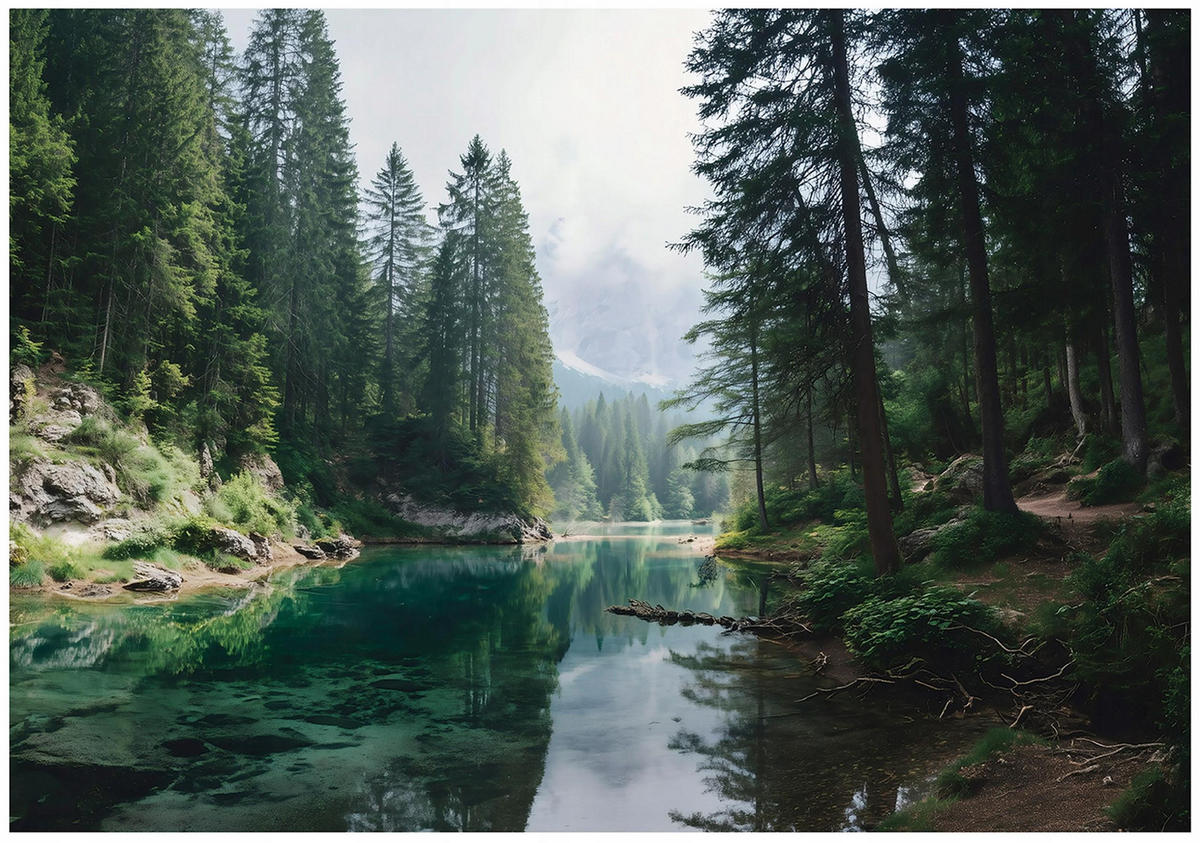 FOTOTAPETE Wald Bäume Grün 400x280 cm - Multicolor, Papier (400/280cm) - Wallarena