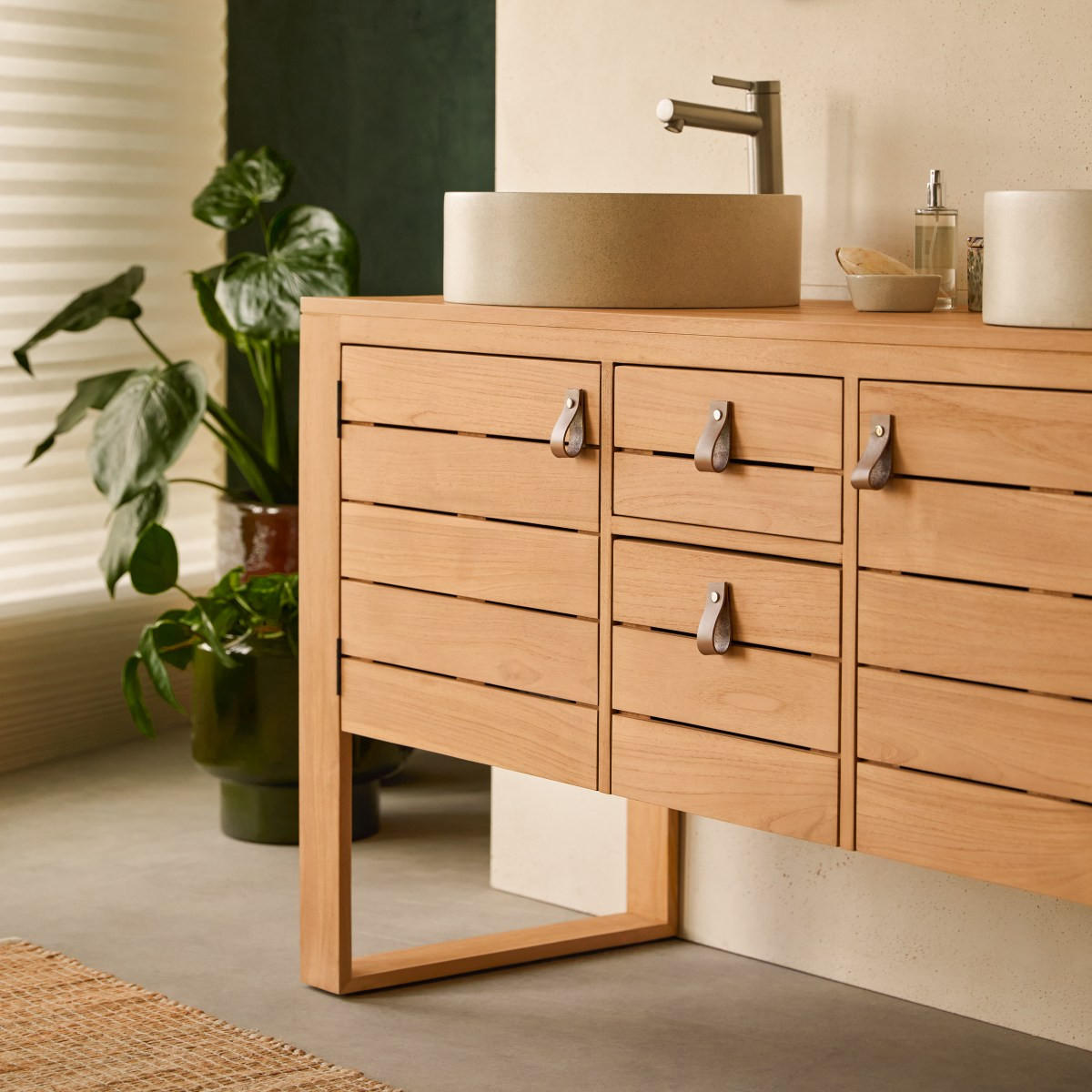 WASCHTISCHUNTERSCHRANK Minimalys Natur aus Teak - Naturfarben, Holz (145/78/50cm) - Tikamoon