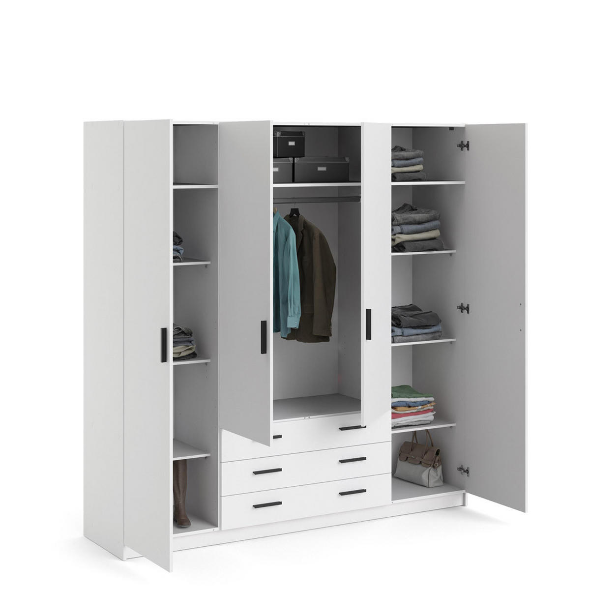 KLEIDERSCHRANK weiß - Weiß, Holzwerkstoff (196/201/50cm) - ebuy24