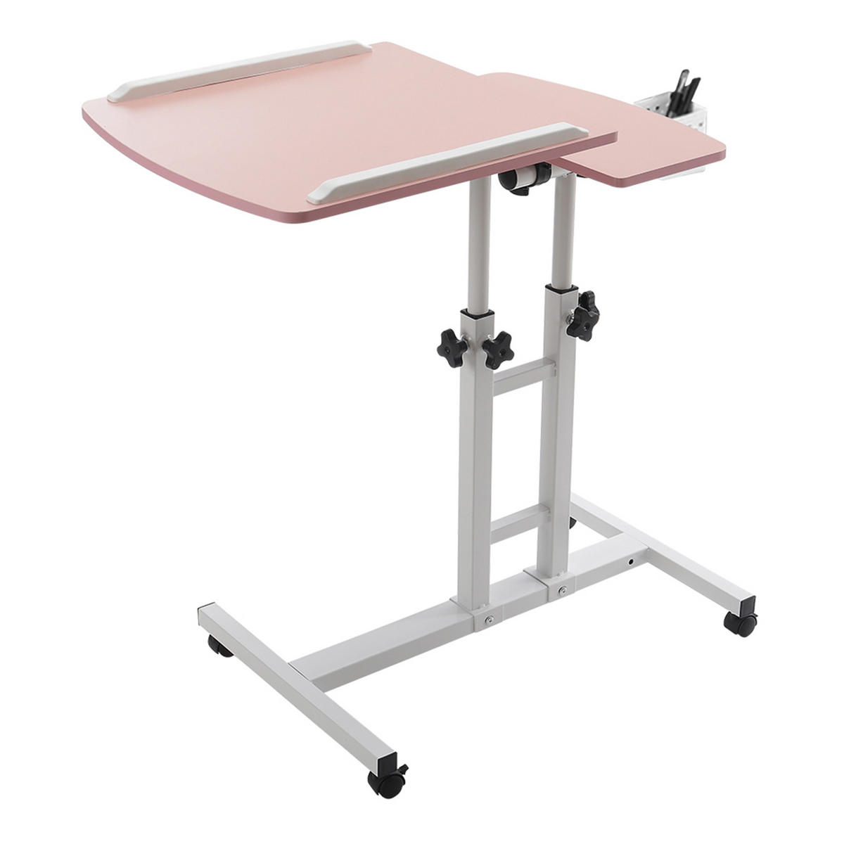 LAPTOPTISCH mit Rollen in Rosa Höhen- und Winkelverstellbarer mobiler - Pink, Metall (40/44/89cm) - Livingandhome