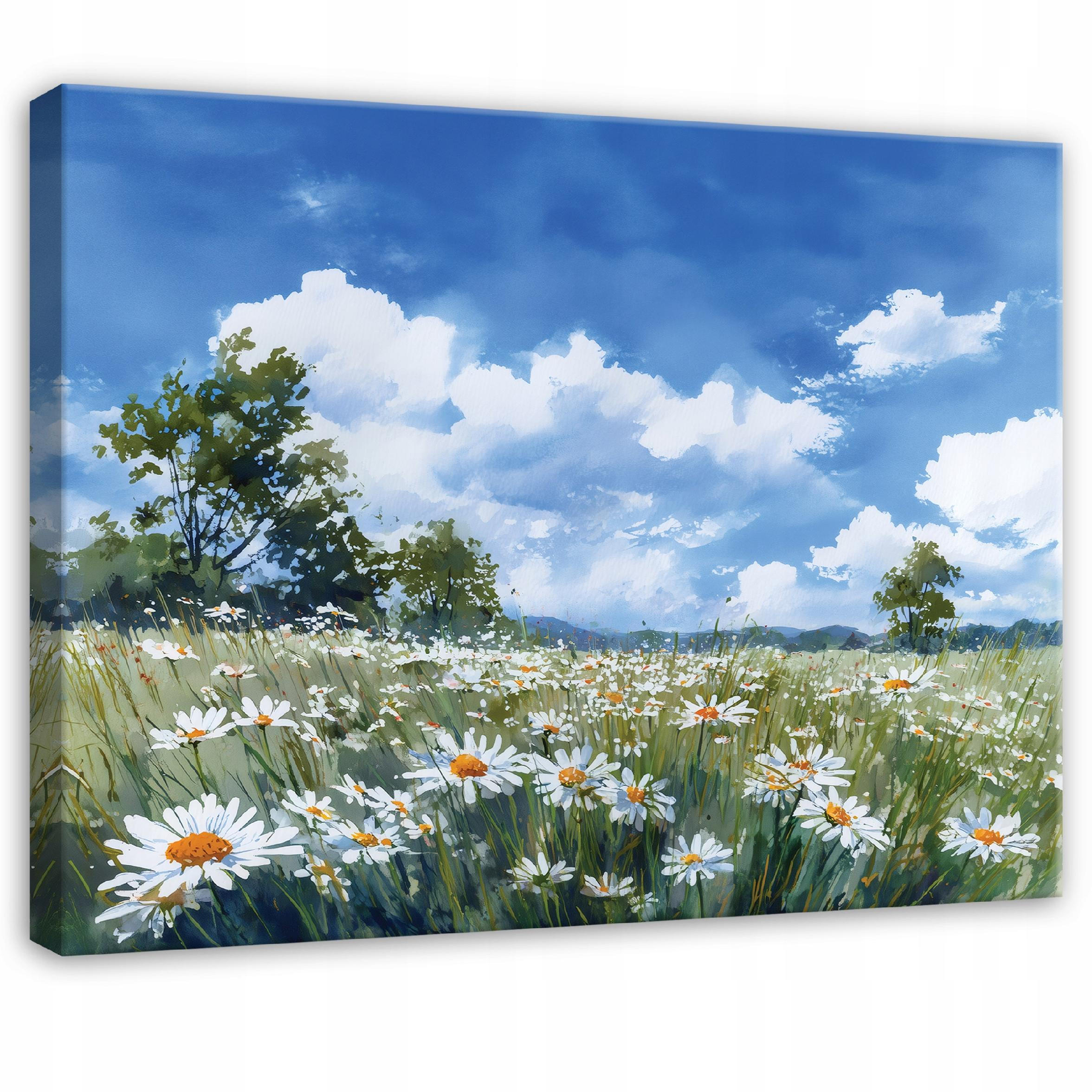 LEINWANDBILD Blumen Wiese Blau 100x70 cm - Multicolor, Holzwerkstoff (100/70cm) - Wallarena