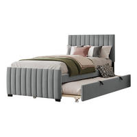 POLSTERBETT aus Samtstoff 90 x 190 cm in Grau mit Ausziehbett - Grau, Textil (90/190cm) - Modfu