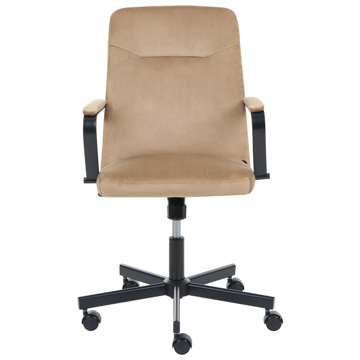 BÜROSTUHL Samtstoff Beige Caroga - Beige/Schwarz, Textil/Metall (62/90/62cm) - Beliani