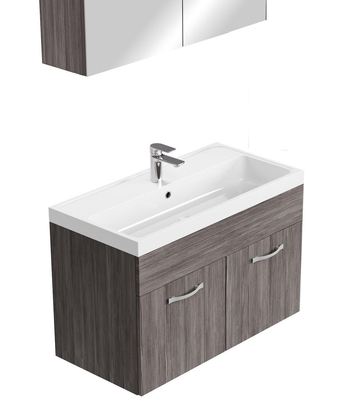 BADMÖBEL-SET Paso 3 Teile Grau Eiche - 80 x 35 x 55 cm - Eichefarben/Grau, Holz (80/55/40cm) - Badplaats