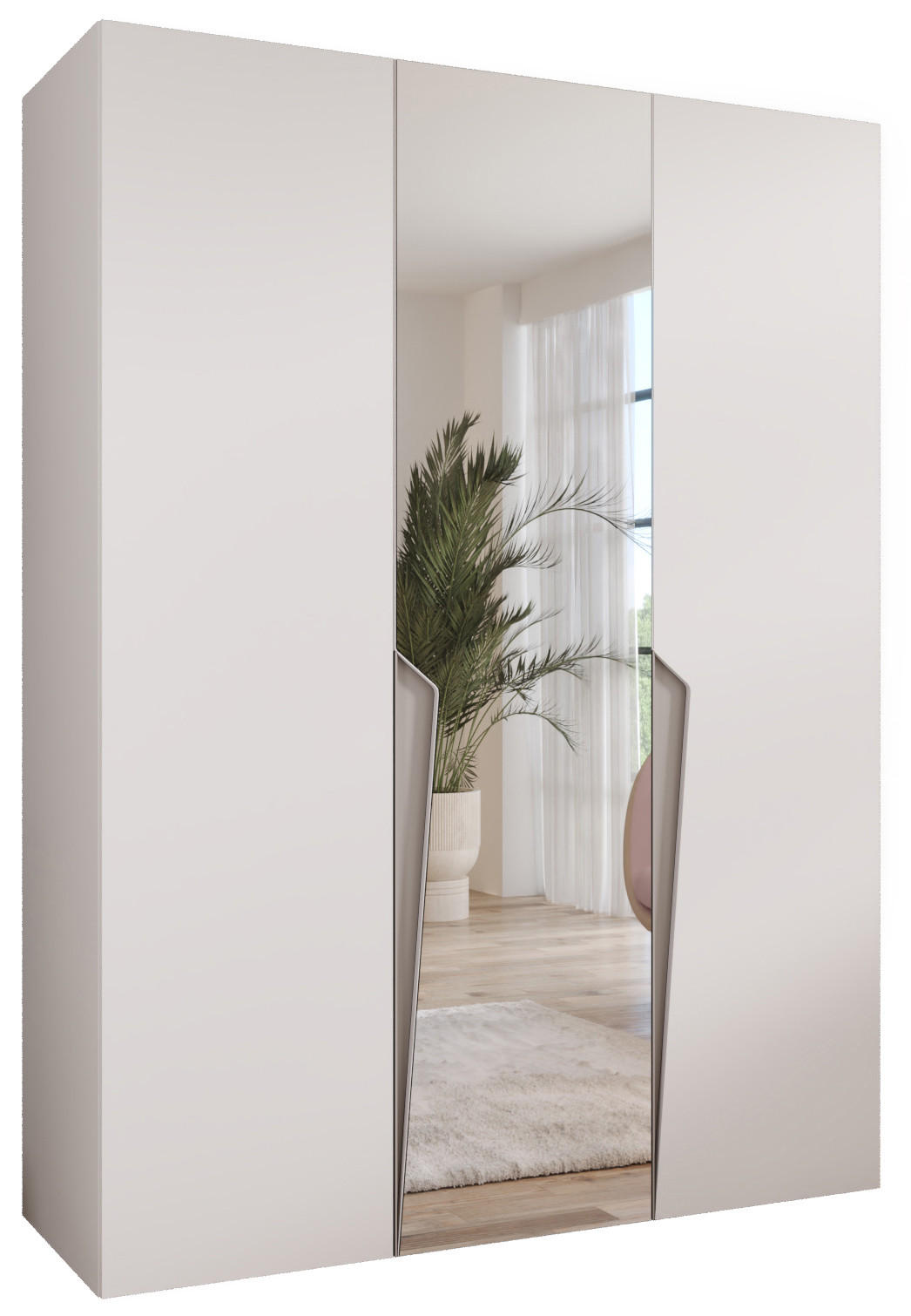 Abiks Möbel Drehtürenschrank Weiß, Beige 150x202x52 cm