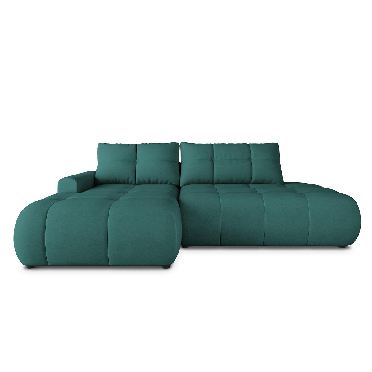 ECKSOFA FLUMA CL L-S Blau Samtstoff mit Schlaffunktion - Blau, Holzwerkstoff/Textil (279/158cm) - MASSENO