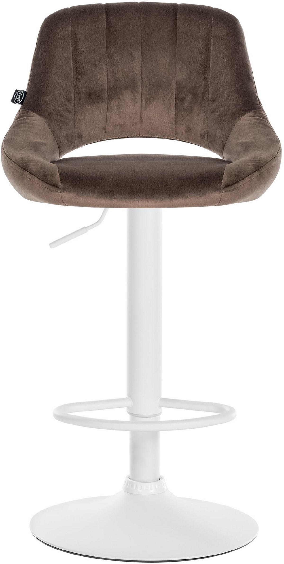 BARHOCKER Milos Samt weiß braun - Braun/Weiß, Textil/Metall (47/106/48cm) - TPFLiving