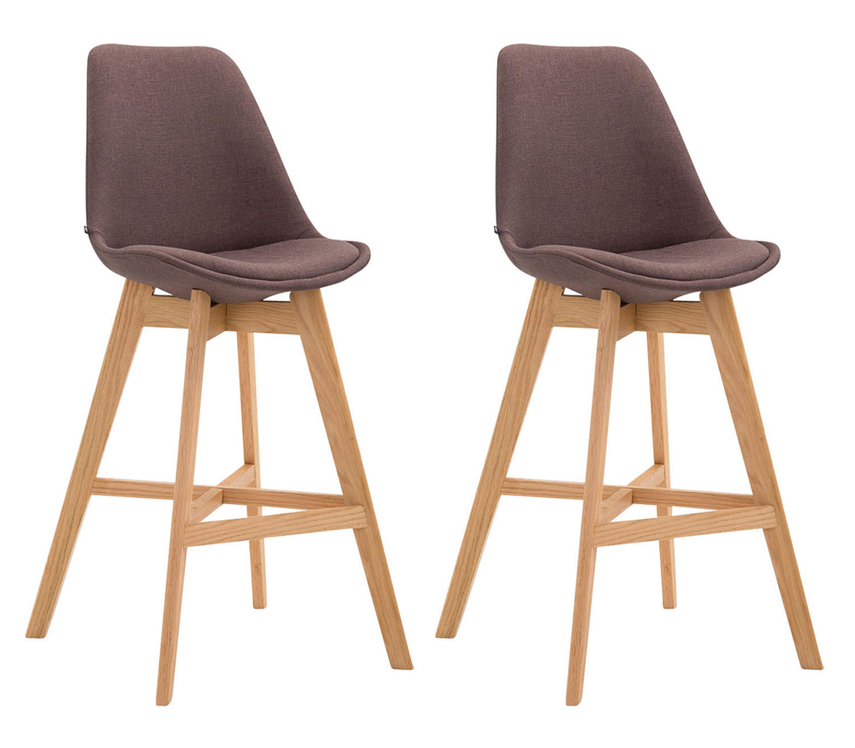 BARHOCKER Canada, 2er Set, Gestell natura, Stoff Braun - Braun/Naturfarben, Holz/Textil (48/100/56cm) - TPFLiving