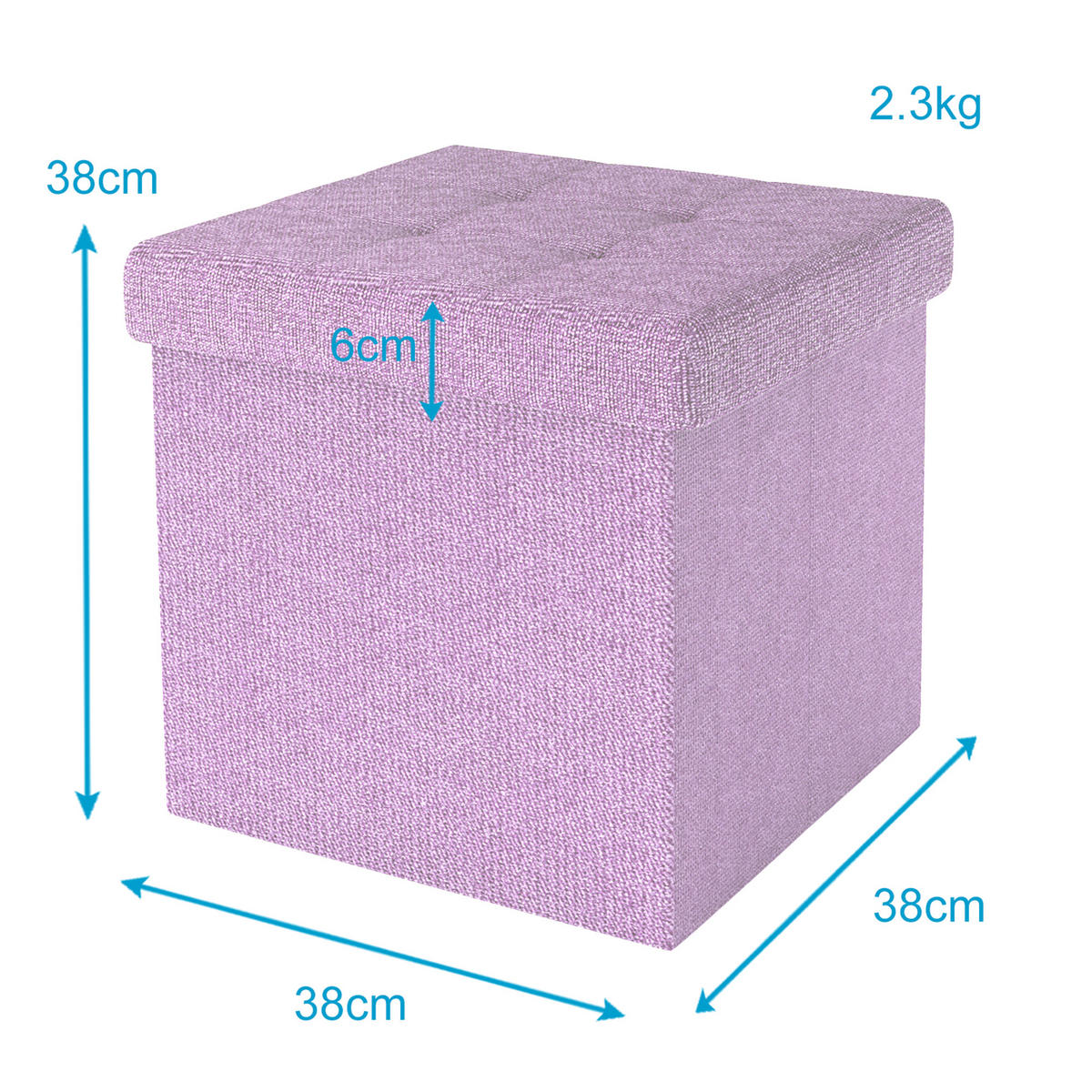 SITZHOCKER Faltbar mit Stauraum 38/38/38 cm (Rosa) - Rosa, Textil (38/38/38cm) - Intirilife