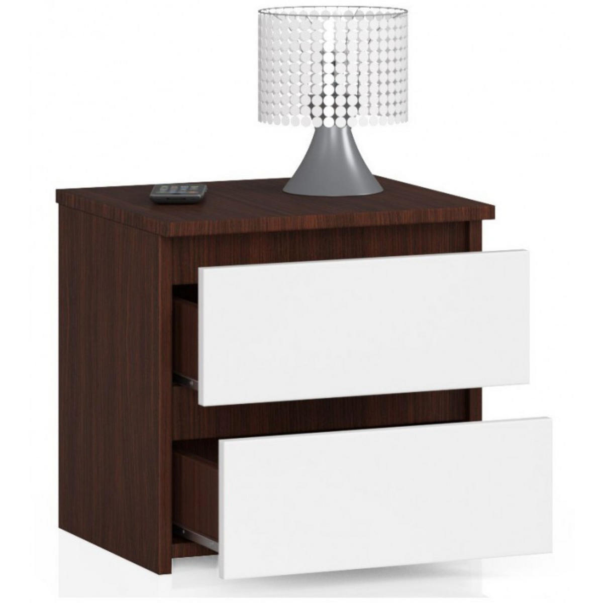 NACHTSCHRANK Wengefarben, Weiß 40x35x40 cm - Wengefarben/Weiß, Holzwerkstoff (40/40/35cm) - Akord