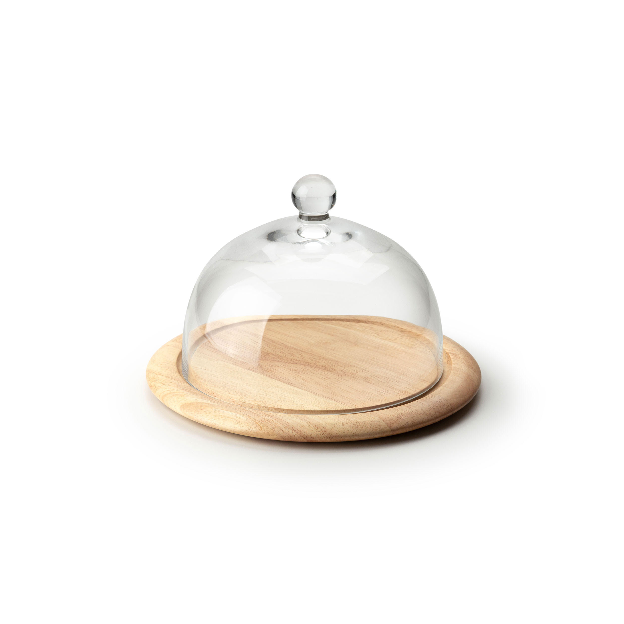 KÄSEGLOCKE 2-tlg., Gummibaumholz, Glas, Ø 26 cm, - Transparent, Glas (26/16/26cm) - Continenta