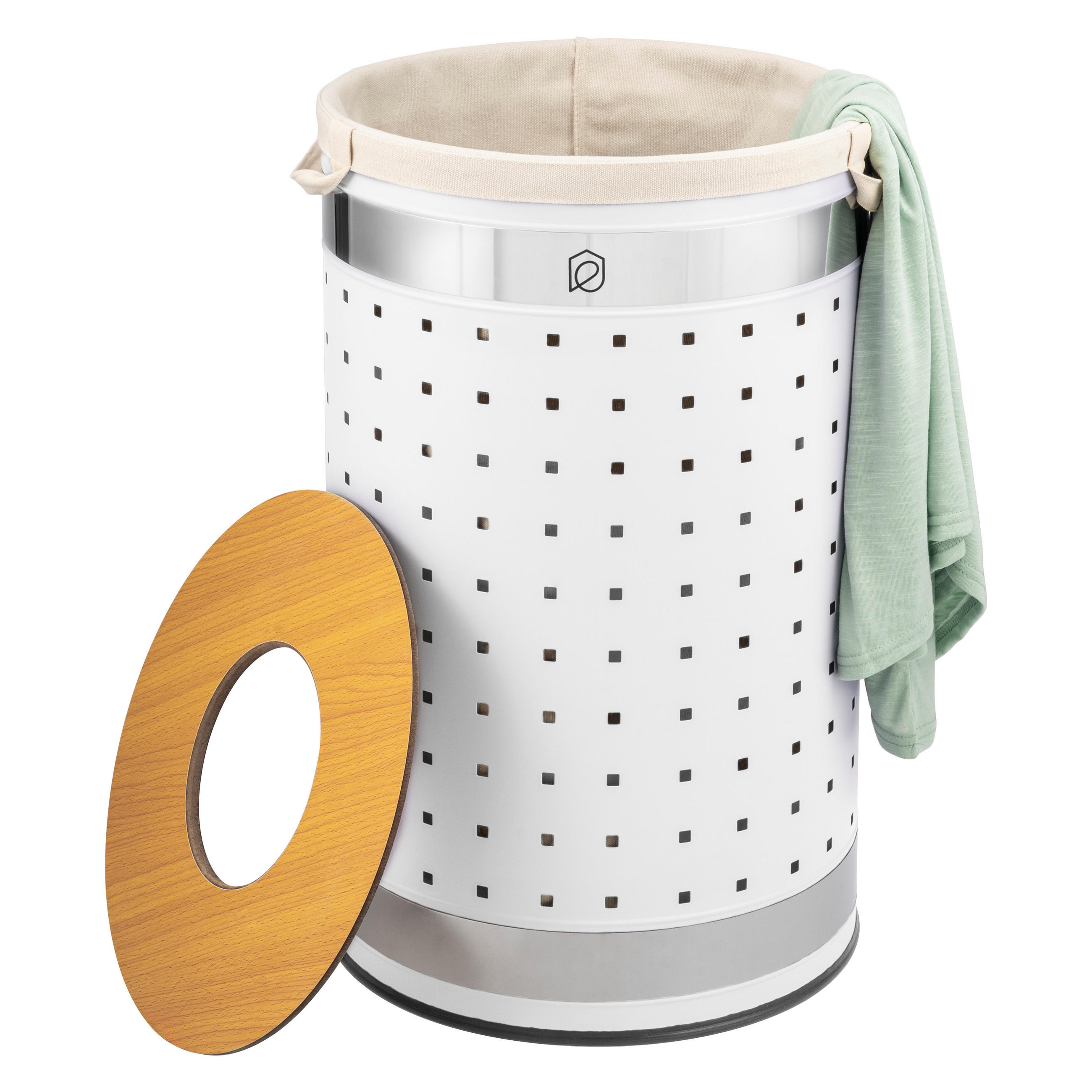 WÄSCHETONNE 50 Liter, weiß - Weiß, Metall (35.5/57.5/35.5cm) - eluno
