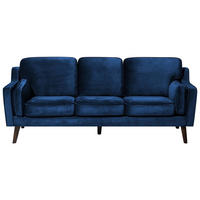 3-SITZER-SOFA Samtstoff Dunkelblau Lokka - Dunkelblau, Textil (204/85/83cm) - Beliani