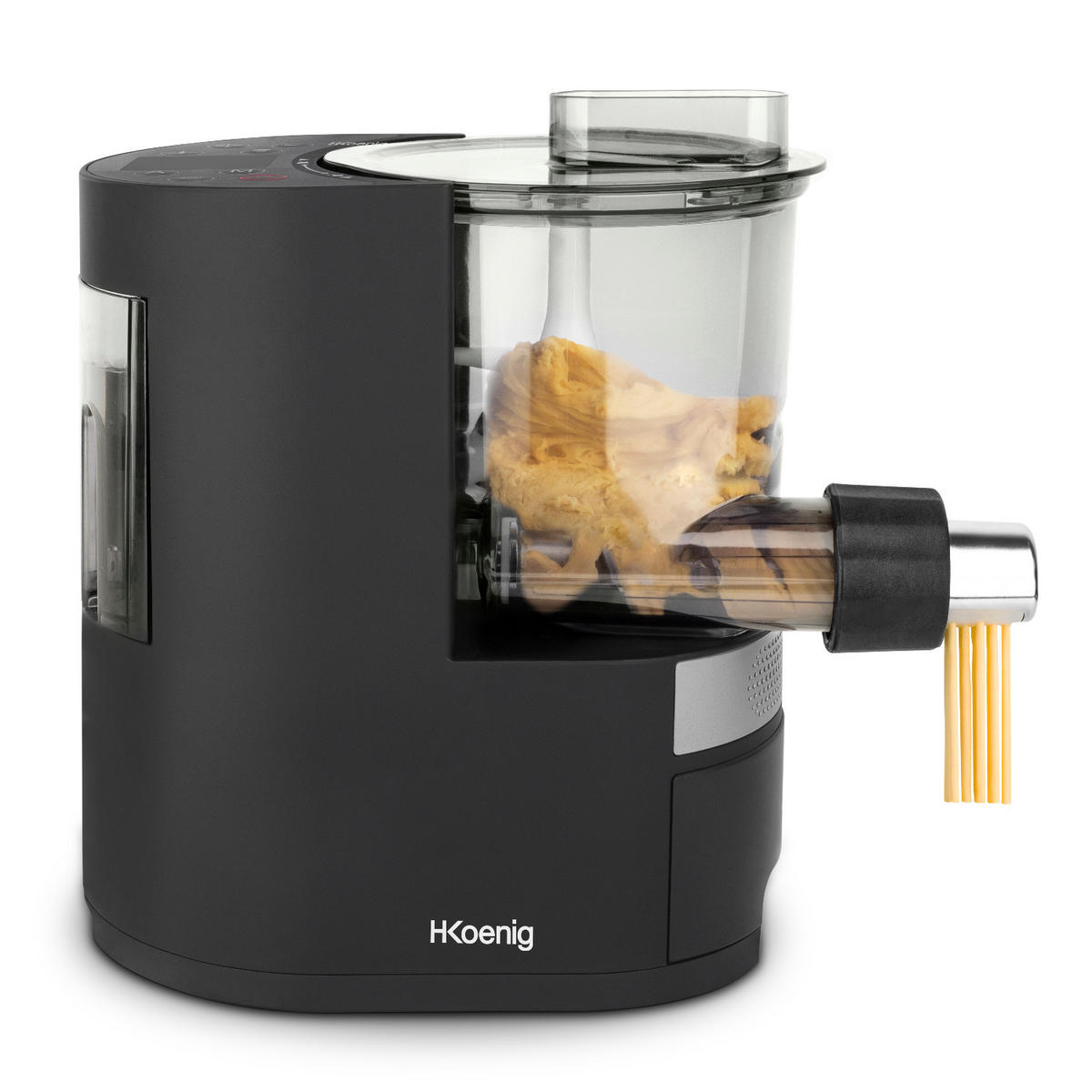 NUDELMASCHINE Homy90 Schwarz, 600 g, 375 ml Wasser, 6 automatische Programme, Glutenfrei, integrierte Waage, 220 W - Schwarz, Metall (39/33.3/19.6cm) - HKoenig