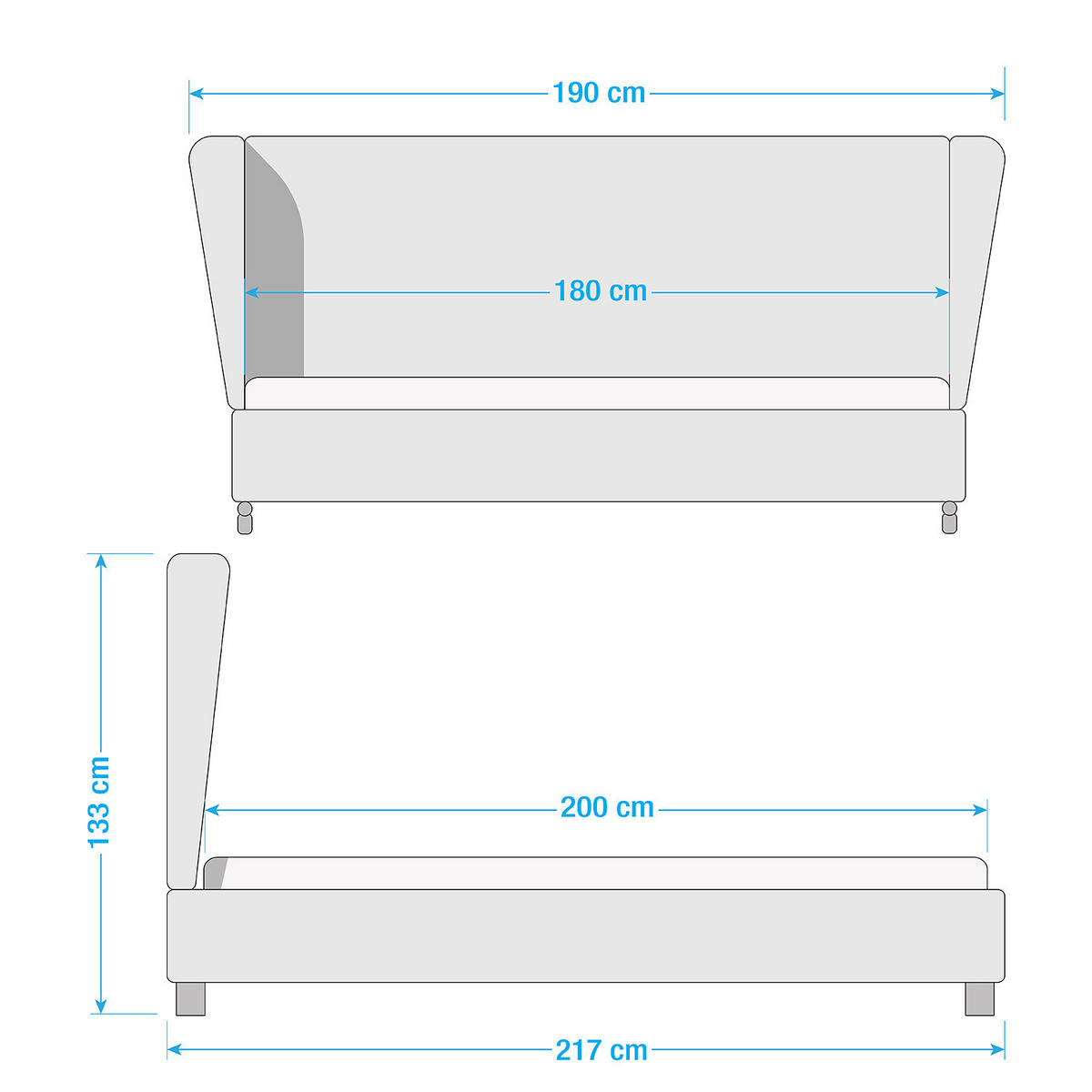 POLSTERBETT - Samt - Grau, Textil (180/200cm) - home24