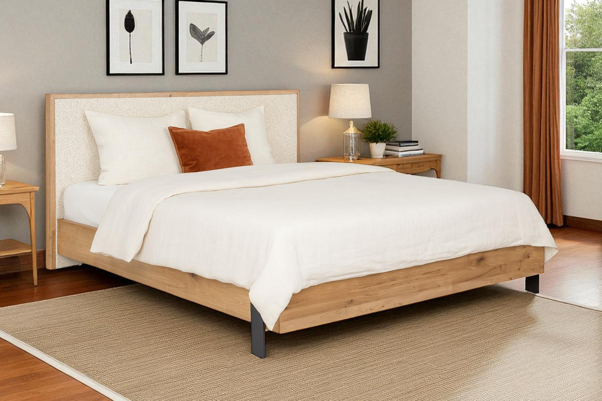 POLSTERBETT mit Matratze PRATO, Ecru, 180x200 cm - Ecru, Textil (180/200cm) - KS Home Concept