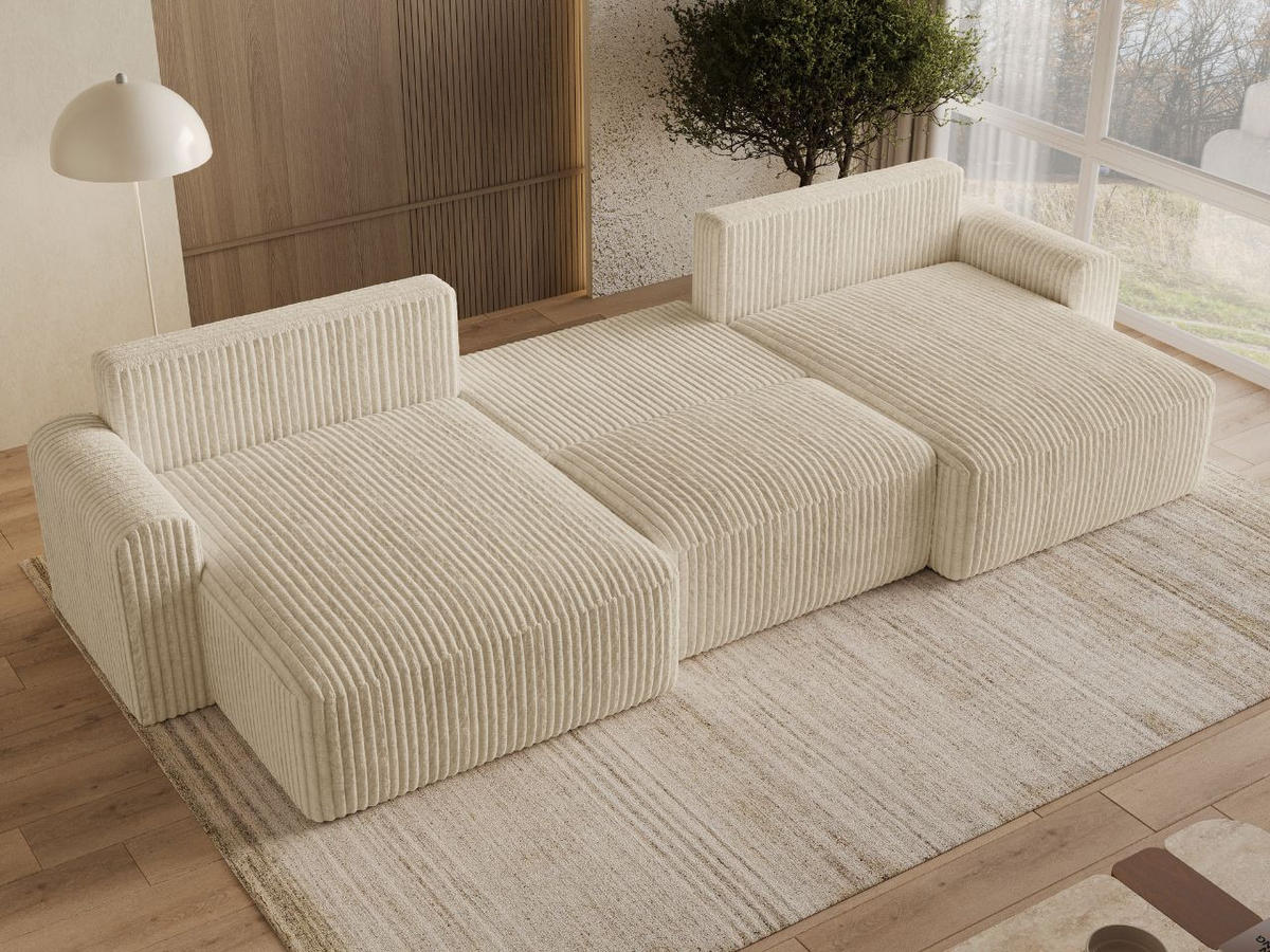 ECKSOFA U Aurora Beige - Beige, Holz/Textil (369/145cm) - Graingold