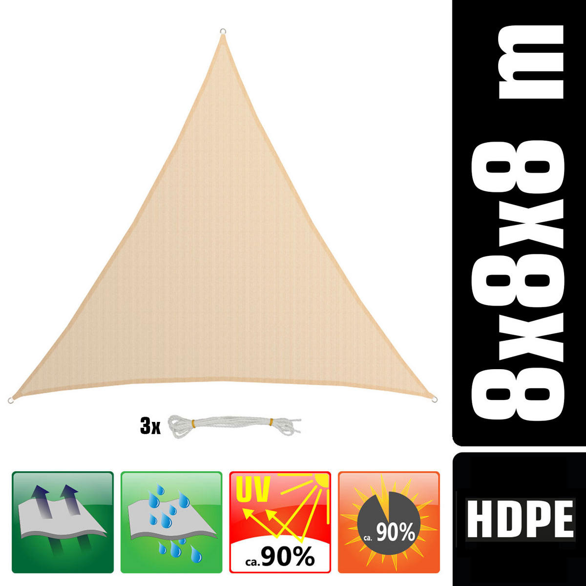 SONNENSEGEL Luftdurchlässig 800 cm Beige - Beige, Kunststoff (800/800cm) - Amanka
