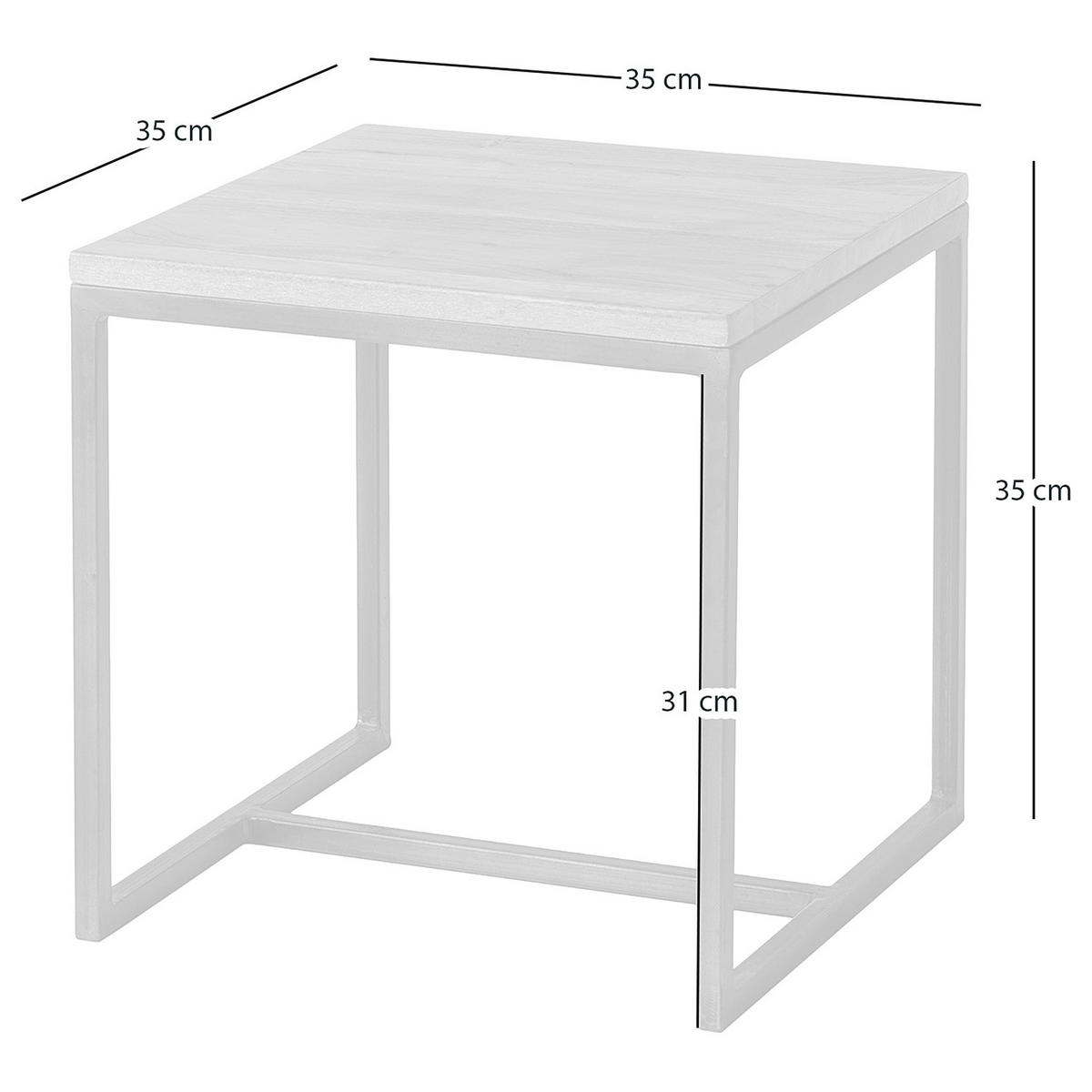 BEISTELLTISCH - Akazie massiv / Eisen - Akaziefarben, Holz (35/35/35cm) - home24