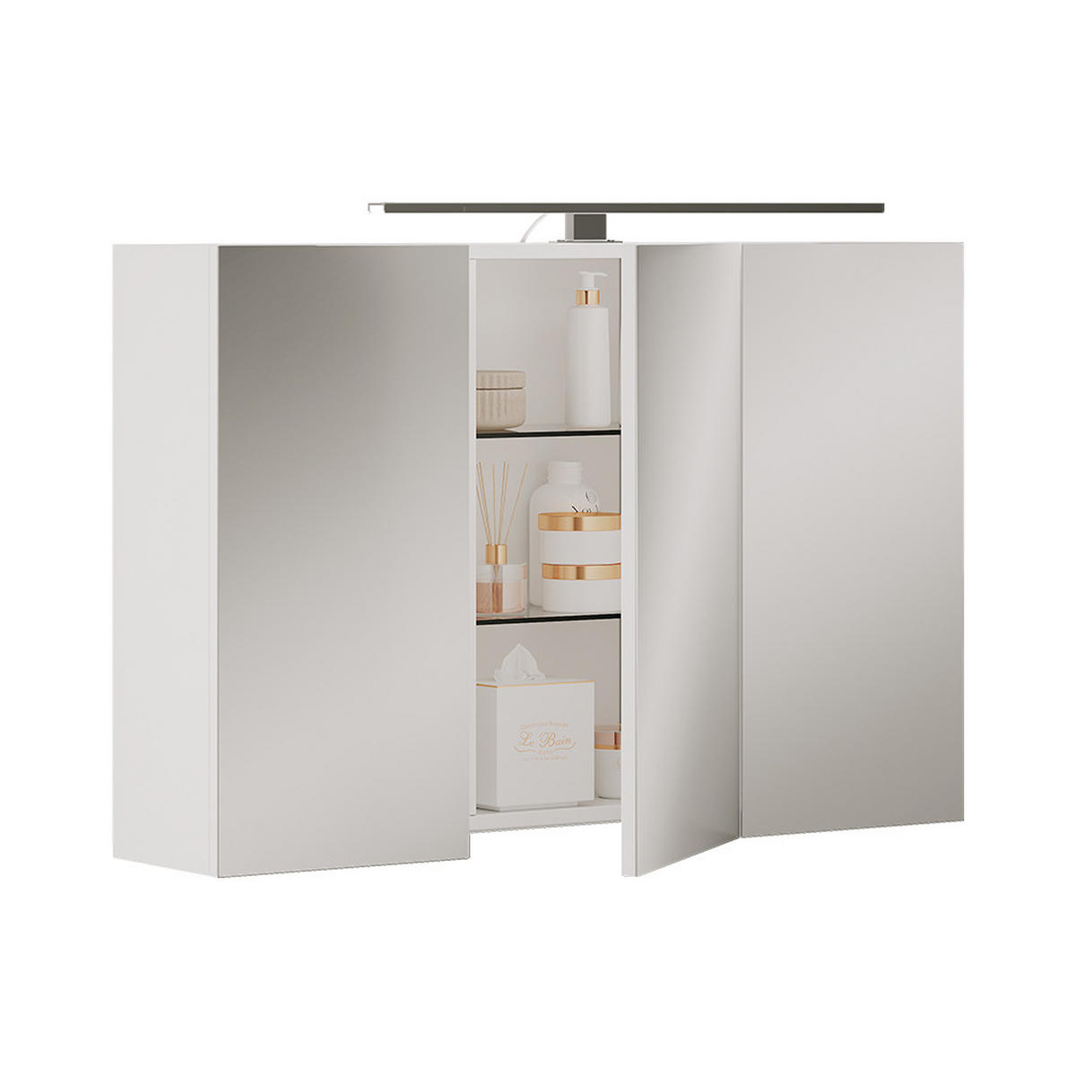 KOUPELNOVÁ ZRCADLOVÁ SKŘÍŇKA Lavio Bílá 90 x 60 cm s LED osvětlením - bílá, kompozitní dřevo (90/60/20cm) - Vicco