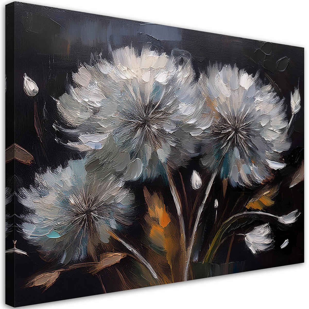 WANDBILD blütenblätter pflanzen natur - Schwarz, Textil (60/40cm) - Feeby