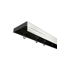 VORHANGSCHIENE SH, 2-läufig, Schiene schwarz, Blende 5 cm weiß-esche, 480 cm - Schwarz, Kunststoff (4.7/1.7/480cm) - SN Deco