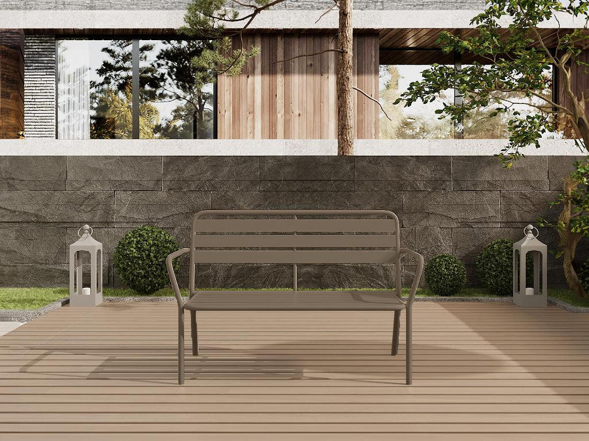 GARTENBANK - Metall - Taupe - MIRMANDE von MYLIA - Braun, Metall (58/82/123cm) - Vente-Unique