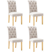 STUHL-SET DE-35663 4 Stück mit Knopfakzenten und Eichenbeinen Beige - Beige, Holz (43/100/63cm) - ComfortXL