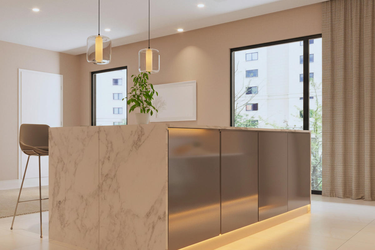 INSELKÜCHE-KÜCHENZEILE 420 cm Glanzia – KU-S14 – Grau – Hochglanz - Grau, Holzwerkstoff (420/212/60cm) - hi-markt