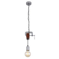 HÄNGELEUCHTE LUDI Holzoptik Braun Metall verzinkt - Braun, Holz (14/10/120cm) - Globo Lighting