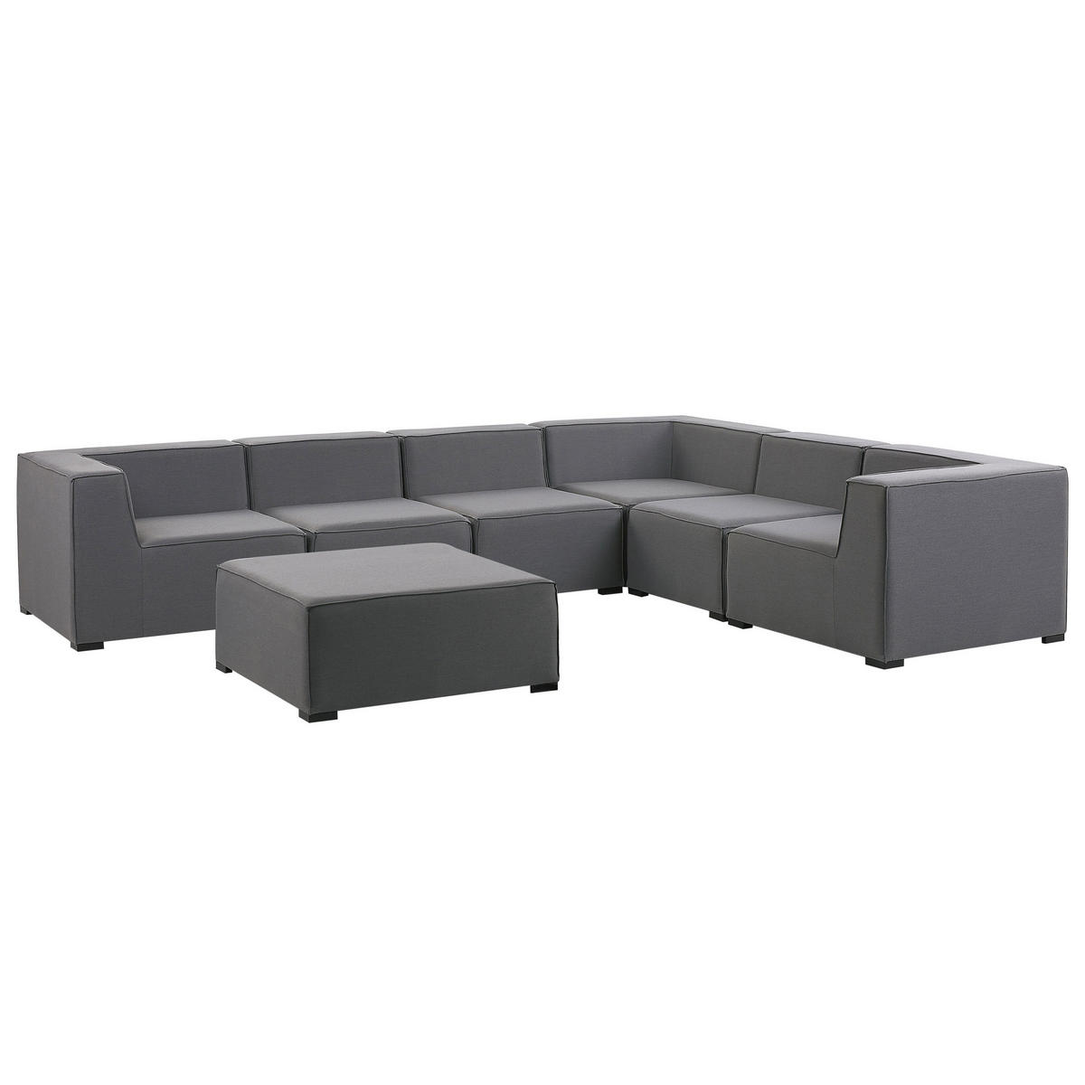 LOUNGE SET 7-Sitzer grau rechtsseitig modular Arezzo - Grau, Textil - Beliani