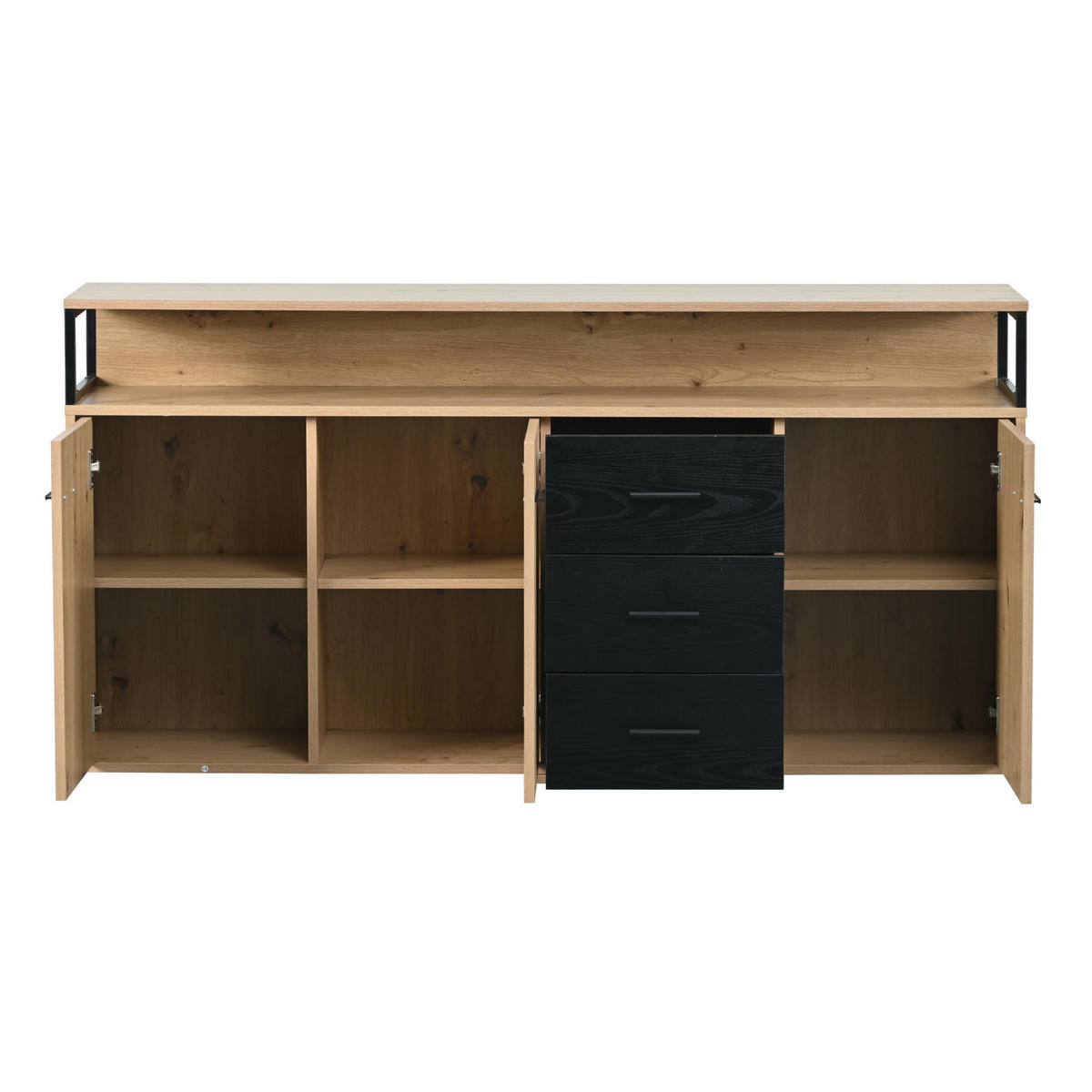 SIDEBOARD 150/35/75,9 cm schwarz-braun aus Spanplatte mit 3 Türen und 3 Schubladen - Rotbraun, Holzwerkstoff (150/75.9/35cm) - OKWISH