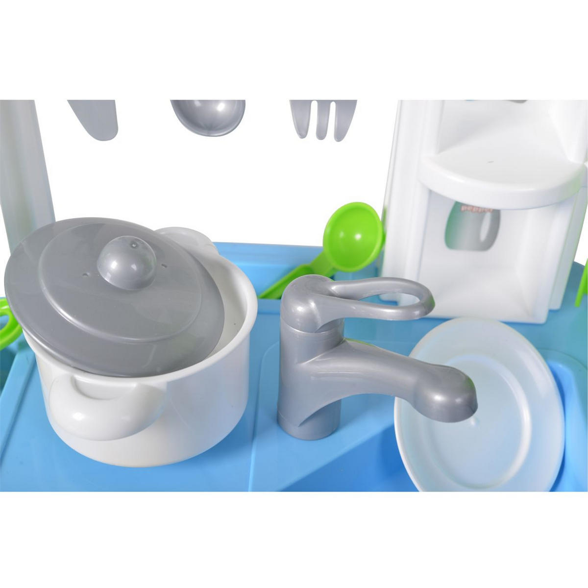 SPIELKÜCHE Natura 43412 weiß Kunststoff, Geschirr, Kochplatte, Backofen, Spülbecken, Ablagen - Grün, Kunststoff (88/32/75cm) - Polesie