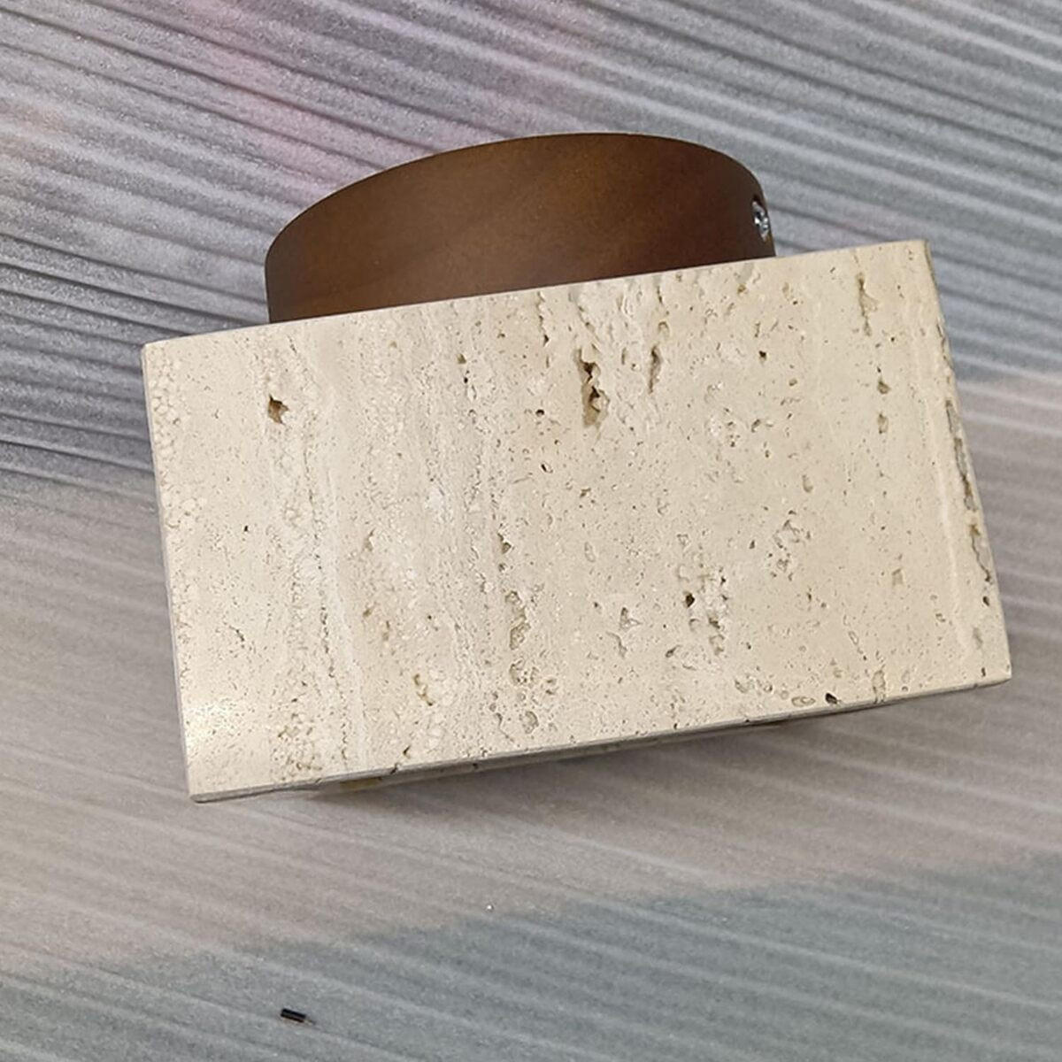 DECKENLEUCHTEN Mittelalter Wabi-Sabi Travertin gelb quadratisch / rund - Gelb, Stein (20/20/20cm) - Authentics