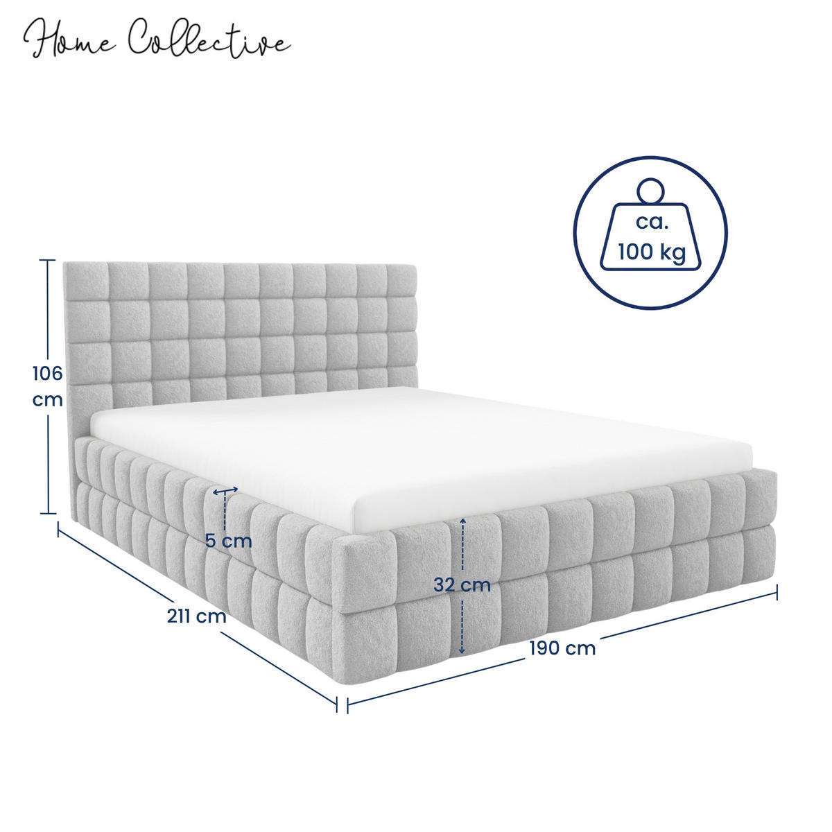 POLSTERBETT mit Stauraum 180x200 cm in Hellgrau - Hellgrau, Metall (180/200cm) - Home Collective