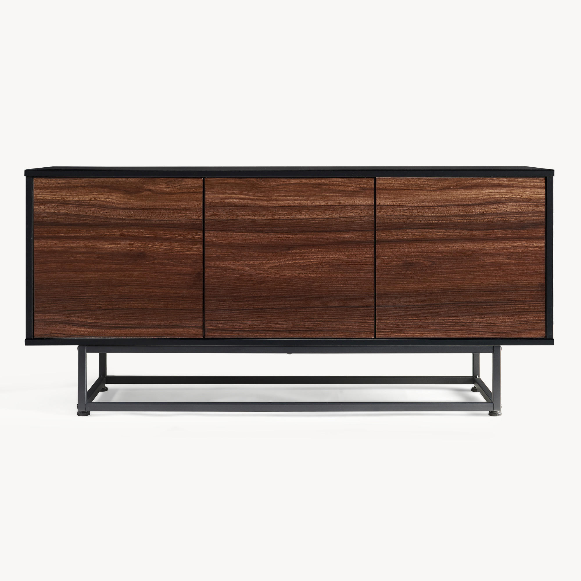 Thumbnail - [en.casa] Sideboard, Walnuss, Schwarz, Holzwerkstoff, Metall, 2 Fächer, Rechteckig, 120x55x30 cm, Wohnzimmer, Kommoden &...